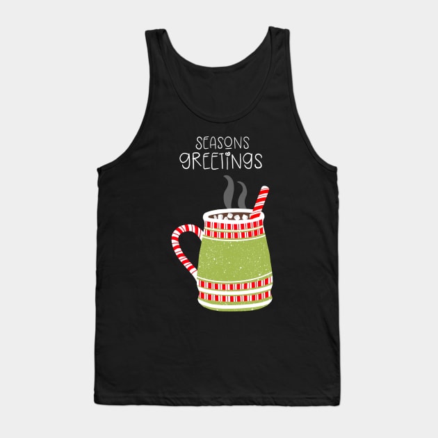 Cozy Winter Mugs on Indigo Tank Top by MarcyBrennanArt